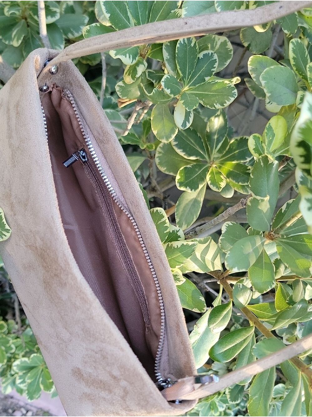 Faux Suede Rectangle handbag with changable shoulder strap - Picture 10 of 11